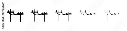 Utility pole icon logo in stroke lines collection