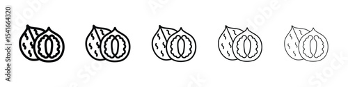 Walnut icon logo in stroke lines collection