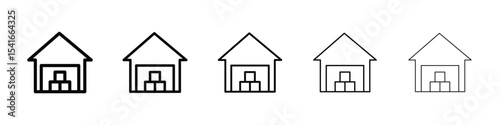 Warehouse icon logo in stroke lines collection