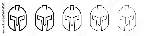 Warrior mask icon logo in stroke lines collection