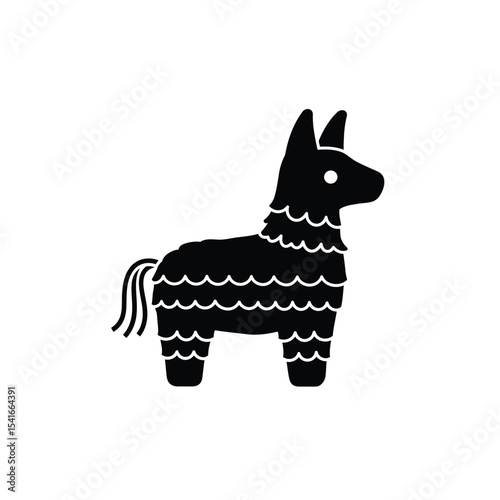 Black Silhouette Piñata Donkey Vector Icon white 1