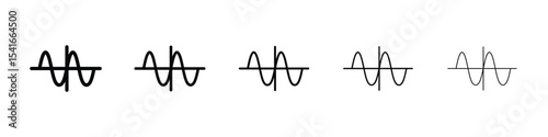 Wave sine icon logo in stroke lines collection