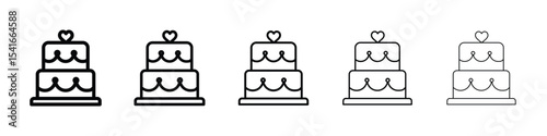 Wedding cake icon logo in stroke lines collection
