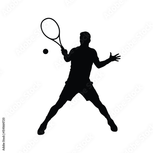 Black Silhouette Tennis Player Backhand Return Pose