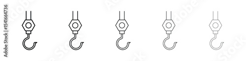 Winch hook icon logo in stroke lines collection