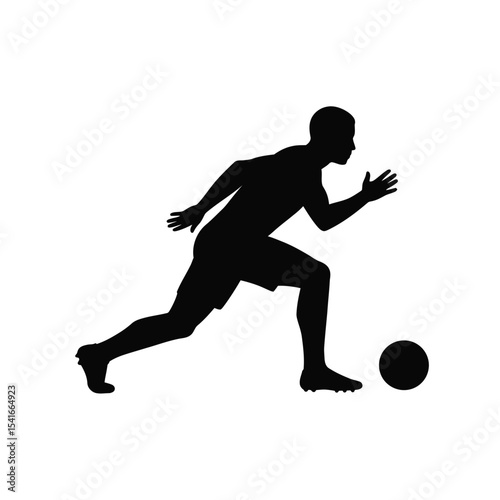 Black Silhouette Soccer Player Ready Stance Vector Icon