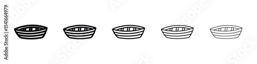 Wooden boat icon logo in stroke lines collection