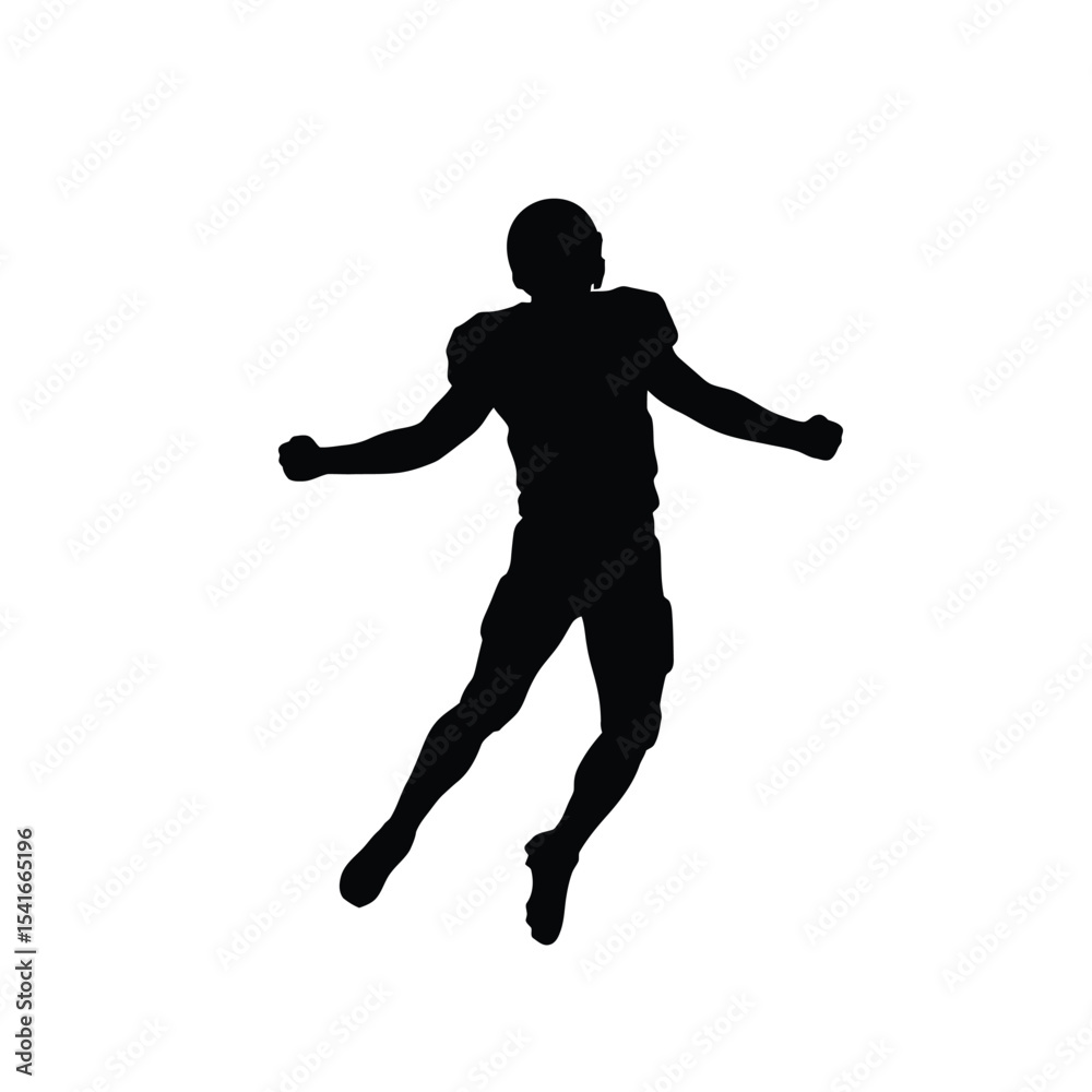 Naklejka premium Black Silhouette of American Football Player Spinning Joyfully