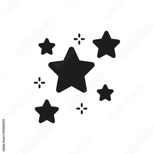 Stars And Sparkles Solid Icon. Celestial Illustration Representing Magic, Wonder, And Dreams Silhouette Symbol. Decorative And Mystical Themes. Isolated Vector Illustration