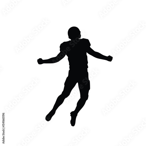 Black Silhouette of American Football Player Spinning Joyfully