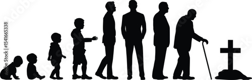 Life Stages Silhouette: Human Growth from Birth to Old Age
