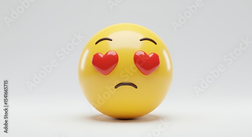 Yellow Emoji Face with Heart Eyes Expressing Love Emotion