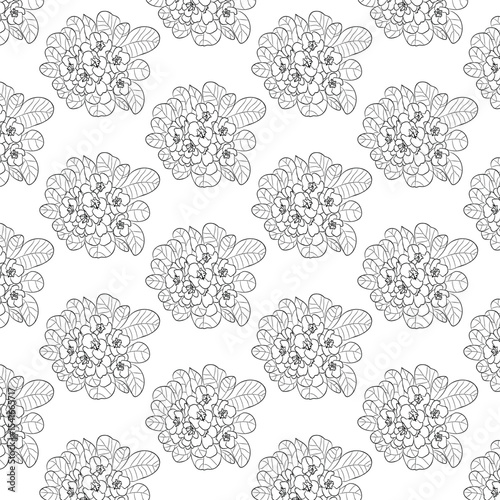 pattern of painted strawberry flowers with leaves around