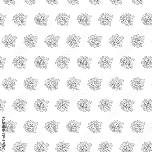 pattern of painted strawberry flowers with leaves around for application to fabric or background