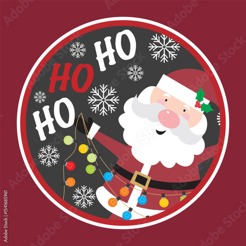 Santa Claus with Christmas Lights in a Roundel