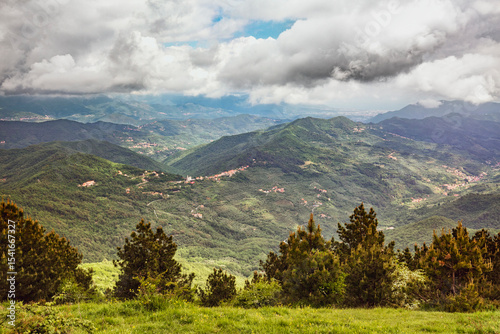 Italian Mountain Landscape from Pizzo Evigno Ligurian Hills.