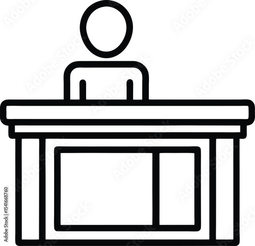 Check In Desk Icon Outline Vector Illustration