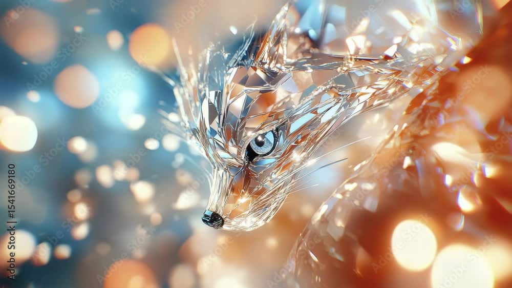 Crystal Fox A Stunning Digital Art Piece of a Fragmented Fox