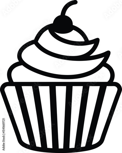 Cupcake Icon Outline Vector Illustration