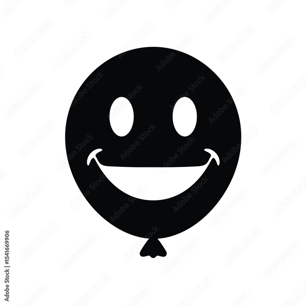 Fototapeta premium Black Silhouette Smiling Face Balloon Vector Icon smile