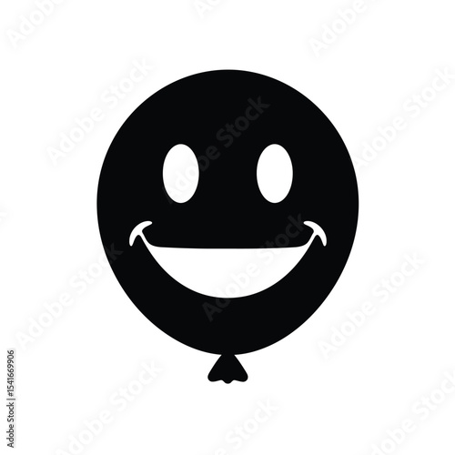 Black Silhouette Smiling Face Balloon Vector Icon smile