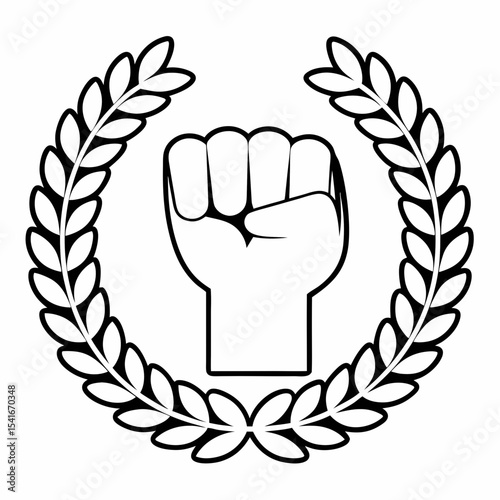 Victory fist in laurel wreath icon