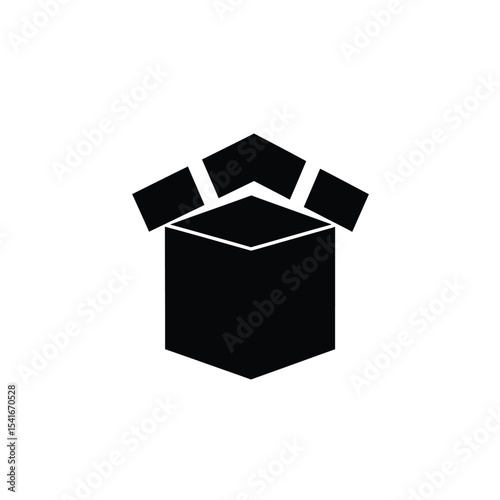Black Silhouette Vector Open Square Gift Box Icon present