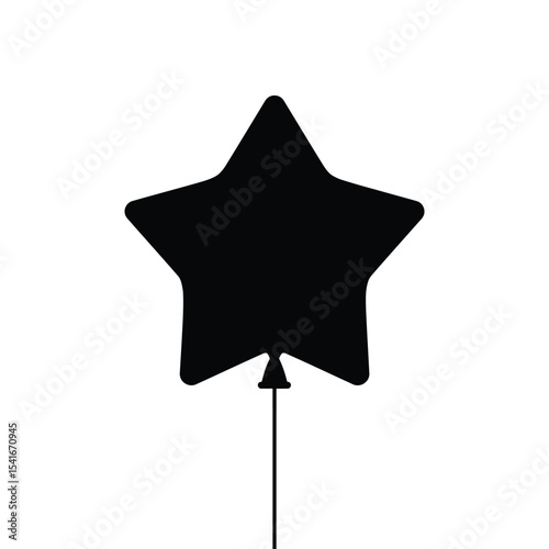 Black Star Balloon Silhouette Vector Icon White Background