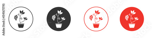 Berry shrubs and vines icon Logos. Flat Vector Icon Design Template