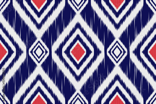 Colorful Abstract geometric Ikat pattern seamless.