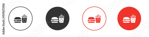 Burger Fries icon Logos. Flat Vector Icon Design Template
