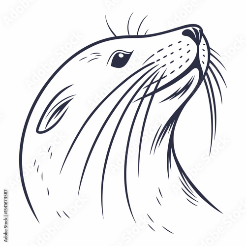 Whiskers animal icon in profile sketch