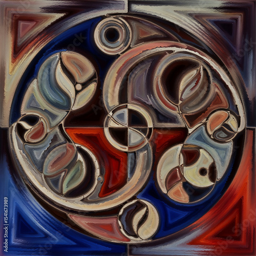 Geometric Stained Glass Abstraction with Circular Symmetry
