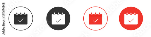 Check in calendar icon Logos. Flat Vector Icon Design Template