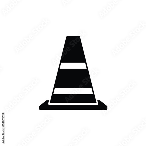 Black Silhouette Training Cone Vector Icon White Background 1