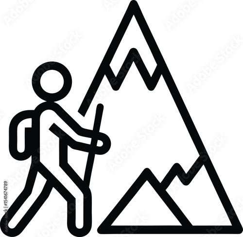 Mountain Hiking Icon Outline Vector Illustration
