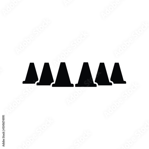 Black Silhouette Vector Row of Training Cones Icon