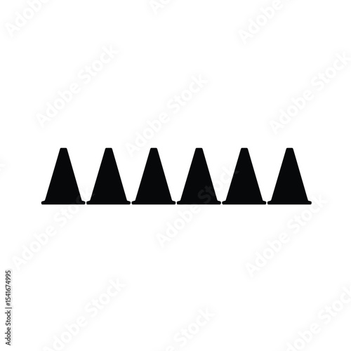 Black Silhouette Training Cones Row Vector Icon