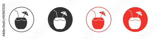 Coconut drink icon Logos. Flat Vector Icon Design Template