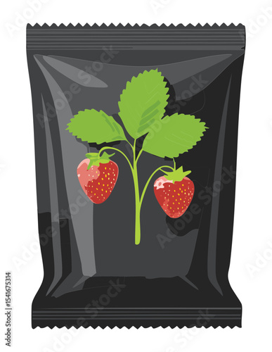 Strawberry Plant in Clear Grow Bag