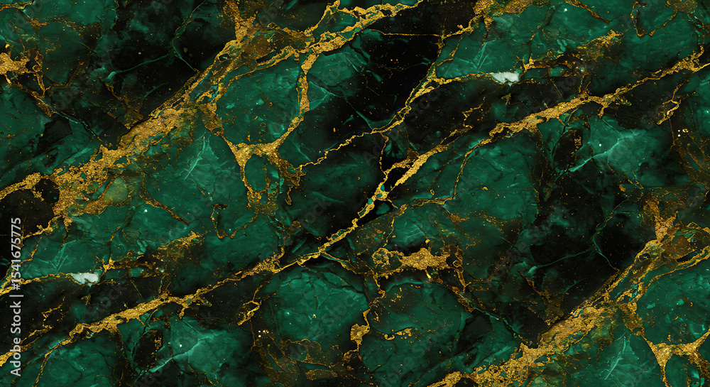 Fototapeta premium Elegant Emerald and Gold Marble Texture Background