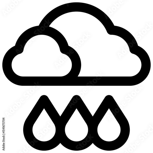 Heavy rainfall. Editable stroke vector icon.