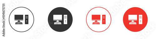 Computer icon Logos. Flat Vector Icon Design Template