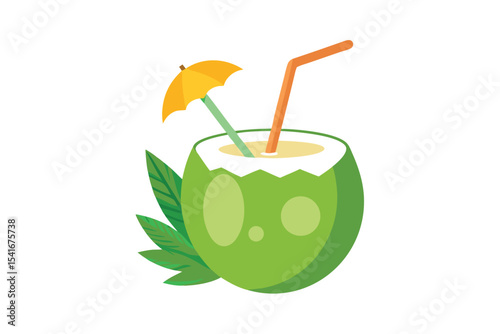 coconut milk cocktail vector illustration on white background