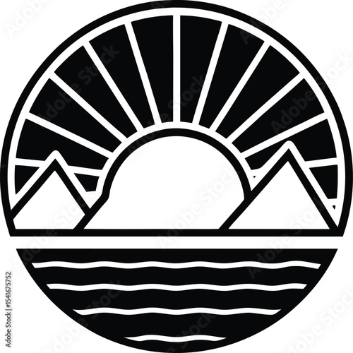 Polar Sunrise Icon Outline Vector Illustration