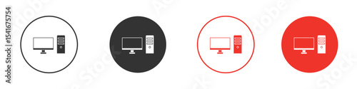 Computer icon Logos. Flat Vector Icon Design Template
