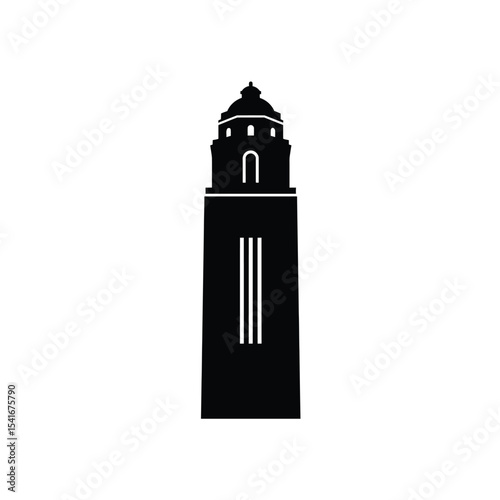 Black Silhouette Vector Tower Icon White Background