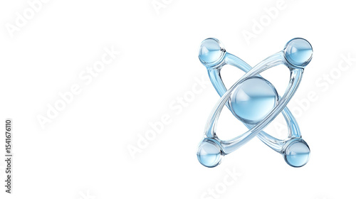 Abstract molecular structure illustration with blue atoms on a transparent background.