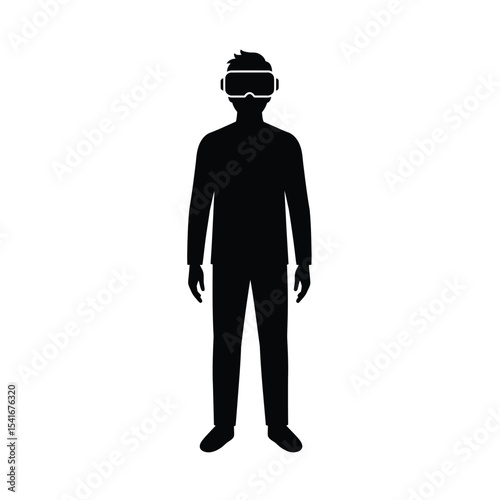 Black Silhouette V R Headset User Vector Icon