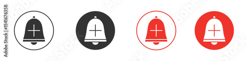 Cowbell circle plus icon Logos. Flat Vector Icon Design Template